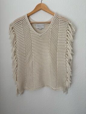 Paper Crane Boho Fringe Crochet Knit Top